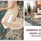 Ultra Soft Area Rug, Non Slip, Stain Resistant, Washable Area Rugs for Living Room, Bedroom, Eclectic Floral Patchwork Aesthetic(Blue)