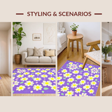 Ultra Soft Area Rug, Non Slip, Stain Resistant, Washable Area Rugs for Living Room, Bedroom, Artistic Groovy Floral Touch(Purple)