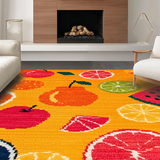 Ultra Soft Area Rug, Non Slip, Stain Resistant, Washable Area Rugs for Living Room, Bedroom, Dynamic Summer Fruit Vibe(Orange)