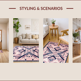 Ultra Soft Area Rug, Non Slip, Stain Resistant, Washable Area Rugs for Living Room, Bedroom, Chic Geometric Blush and Navy(Pink)