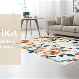 Ultra Soft Area Rug, Non Slip, Stain Resistant, Washable Area Rugs for Living Room, Bedroom, Modern Floral Non-Shed(Beige)