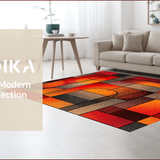 Ultra Soft Area Rug, Non Slip, Stain Resistant, Washable Area Rugs for Living Room, Bedroom, Abstract Geometric Indoor(Red)