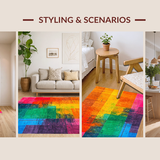 Ultra Soft Area Rug, Non Slip, Stain Resistant, Washable Area Rugs for Living Room, Bedroom, Chic Abstract Color Harmony Piece(Orange)