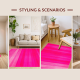 Ultra Soft Area Rug, Non Slip, Stain Resistant, Washable Area Rugs for Living Room, Bedroom, Energetic Modern Layered Design(Pink)