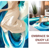 Ultra Soft Area Rug, Non Slip, Stain Resistant, Washable Area Rugs for Living Room, Bedroom, Serene Oceanic Flow Design(Blue)