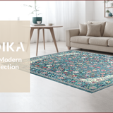 Ultra Soft Area Rug, Non Slip, Stain Resistant, Washable Area Rugs for Living Room, Bedroom, Vibrant Teal Botanical Harmony(Blue)