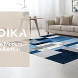 Ultra Soft Area Rug, Non Slip, Stain Resistant, Washable Area Rugs for Living Room, Bedroom, Vibrant Geometric Color Block Style(Blue)