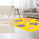 Ultra Soft Area Rug, Non Slip, Stain Resistant, Washable Area Rugs for Living Room, Bedroom, Joyful Contemporary Floral Theme(Yellow)