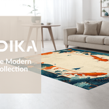 Ultra Soft Area Rug, Non Slip, Stain Resistant, Washable Area Rugs for Living Room, Bedroom, Dynamic Colorful Aquatic Theme(Orange)