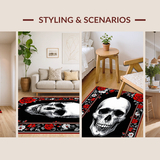 Ultra Soft Area Rug, Non Slip, Stain Resistant, Washable Area Rugs for Living Room, Bedroom, Vibrant Sugar Skull Artistry(Red)