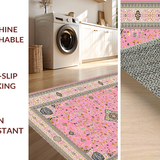 Ultra Soft Area Rug, Non Slip, Stain Resistant, Washable Area Rugs for Living Room, Bedroom, Elegant Floral Patterned Ensemble(Pink)