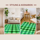Ultra Soft Area Rug, Non Slip, Stain Resistant, Washable Area Rugs for Living Room, Bedroom, Warm Cottage Style Lattice Feel(Green)