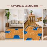 Ultra Soft Area Rug, Non Slip, Stain Resistant, Washable Area Rugs for Living Room, Bedroom, Energetic Modern Athletic Theme(Brown)
