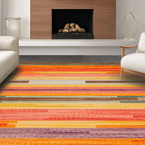 Ultra Soft Area Rug, Non Slip, Stain Resistant, Washable Area Rugs for Living Room, Bedroom, Lively Multicolor Woven Texture(Orange)