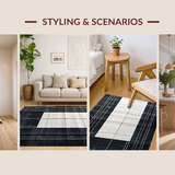 Ultra Soft Area Rug, Non Slip, Stain Resistant, Washable Area Rugs for Living Room, Bedroom, Chic Onyx and Chalk Stripe Floor Rug(Black)