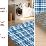 Ultra Soft Area Rug, Non Slip, Stain Resistant, Washable Area Rugs for Living Room, Bedroom, Lively Classic Checkered Theme(Blue)