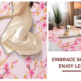 Ultra Soft Area Rug, Non Slip, Stain Resistant, Washable Area Rugs for Living Room, Bedroom, Trendy Youthful Round Floral Art(Pink)