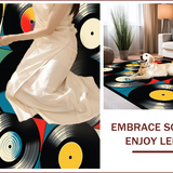 Ultra Soft Area Rug, Non Slip, Stain Resistant, Washable Area Rugs for Living Room, Bedroom, Retro Artistic Vinyl Record Design(Black)