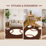 Ultra Soft Area Rug, Non Slip, Stain Resistant, Washable Area Rugs for Living Room, Bedroom, Nostalgic Wooden Sports Vibe(Brown)
