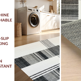 Ultra Soft Area Rug, Non Slip, Stain Resistant, Washable Area Rugs for Living Room, Bedroom, Woven Stripe Rug: Elegant Black White Design(Black)
