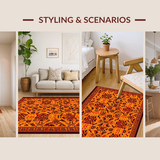 Ultra Soft Area Rug, Non Slip, Stain Resistant, Washable Area Rugs for Living Room, Bedroom, Contemporary Graphic Wildlife Art(Orange)