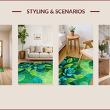 Ultra Soft Area Rug, Non Slip, Stain Resistant, Washable Area Rugs for Living Room, Bedroom, Wildflower Non-Skid Laundry Room Runner Rug(Green)