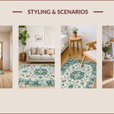 Ultra Soft Area Rug, Non Slip, Stain Resistant, Washable Area Rugs for Living Room, Bedroom, Elegant Floral Distressed Aesthetic(Ivory)
