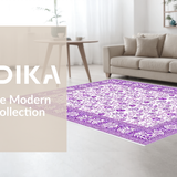 Ultra Soft Area Rug, Non Slip, Stain Resistant, Washable Area Rugs for Living Room, Bedroom, Chic Abstract Floral Harmony(Purple)