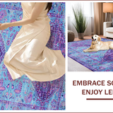 Ultra Soft Area Rug, Non Slip, Stain Resistant, Washable Area Rugs for Living Room, Bedroom, Elegant Violet Tiled Pattern(Blue)
