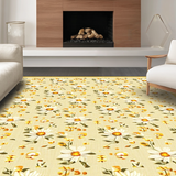Ultra Soft Area Rug, Non Slip, Stain Resistant, Washable Area Rugs for Living Room, Bedroom, Sunny Beige Botanical Pattern(Yellow)