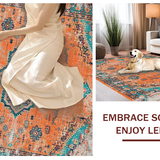 Ultra Soft Area Rug, Non Slip, Stain Resistant, Washable Area Rugs for Living Room, Bedroom, Modern Abstract Circular Pattern Play(Orange)