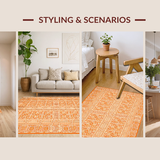 Ultra Soft Area Rug, Non Slip, Stain Resistant, Washable Area Rugs for Living Room, Bedroom, Modern Abstract Colorful Composition(Orange)