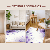Ultra Soft Area Rug, Non Slip, Stain Resistant, Washable Area Rugs for Living Room, Bedroom, Chic Lilac Floral Arrangement(Purple)