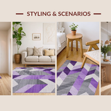 Ultra Soft Area Rug, Non Slip, Stain Resistant, Washable Area Rugs for Living Room, Bedroom, Stylish Transitional Lattice Arrangement(Purple)
