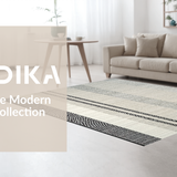 Elegant Black & White Stripe Woven Indoor/(Beige)