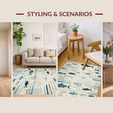 Ultra Soft Area Rug, Non Slip, Stain Resistant, Washable Area Rugs for Living Room, Bedroom, Baby Play Mat Ocean Theme Alphabet Number Classroom Carpet(Blue)