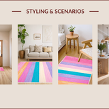 Ultra Soft Area Rug, Non Slip, Stain Resistant, Washable Area Rugs for Living Room, Bedroom, Kawaii Pastel Rainbow Nursery Play Mat(Red)
