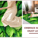 Ultra Soft Area Rug, Non Slip, Stain Resistant, Washable Area Rugs for Living Room, Bedroom, 3D Leaf Nature-Inspired Bath Rug for Boho Decor(Green)