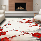 Ultra Soft Area Rug, Non Slip, Stain Resistant, Washable Area Rugs for Living Room, Bedroom, Artistic Multicolored Floral Composition(Red)