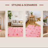 Ultra Soft Area Rug, Non Slip, Stain Resistant, Washable Area Rugs for Living Room, Bedroom, Coquette Bow Microfiber Plush(Pink)