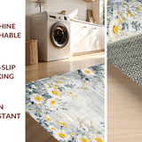 Ultra Soft Area Rug, Non Slip, Stain Resistant, Washable Area Rugs for Living Room, Bedroom, Modern Abstract Floral Art(Gray)