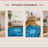 Ultra Soft Area Rug, Non Slip, Stain Resistant, Washable Area Rugs for Living Room, Bedroom, Elegant Faded Bedroom Non-Slip Soft Rug(Blue)