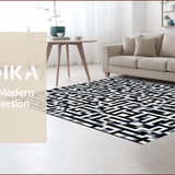Ultra Soft Area Rug, Non Slip, Stain Resistant, Washable Area Rugs for Living Room, Bedroom, Stylish Black and White Chevron Design(Black)