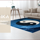 Ultra Soft Area Rug, Non Slip, Stain Resistant, Washable Area Rugs for Living Room, Bedroom, Yin Yang Circle(Blue)