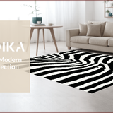 Ultra Soft Area Rug, Non Slip, Stain Resistant, Washable Area Rugs for Living Room, Bedroom, Bold Zebra Skin Bedroom Low Pile Floor Mat(Black)