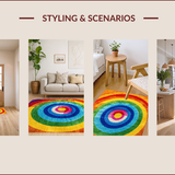Ultra Soft Area Rug, Non Slip, Stain Resistant, Washable Area Rugs for Living Room, Bedroom, Vivid Circular Pattern Cloakroom Floor Mat(Red)