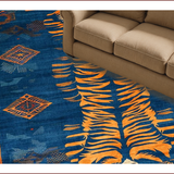 Ultra Soft Area Rug, Non Slip, Stain Resistant, Washable Area Rugs for Living Room, Bedroom, Artful Minimalist Tiger Design(Blue)