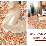 Ultra Soft Area Rug, Non Slip, Stain Resistant, Washable Area Rugs for Living Room, Bedroom, Contemporary Symmetrical Patterned Accent(Orange)