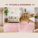 Ultra Soft Area Rug, Non Slip, Stain Resistant, Washable Area Rugs for Living Room, Bedroom, Swiss Alpine Inspired Cozy Elegance(Pink)