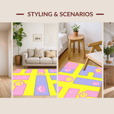 Ultra Soft Area Rug, Non Slip, Stain Resistant, Washable Area Rugs for Living Room, Bedroom, Joyful Creative Expression Theme(Yellow)